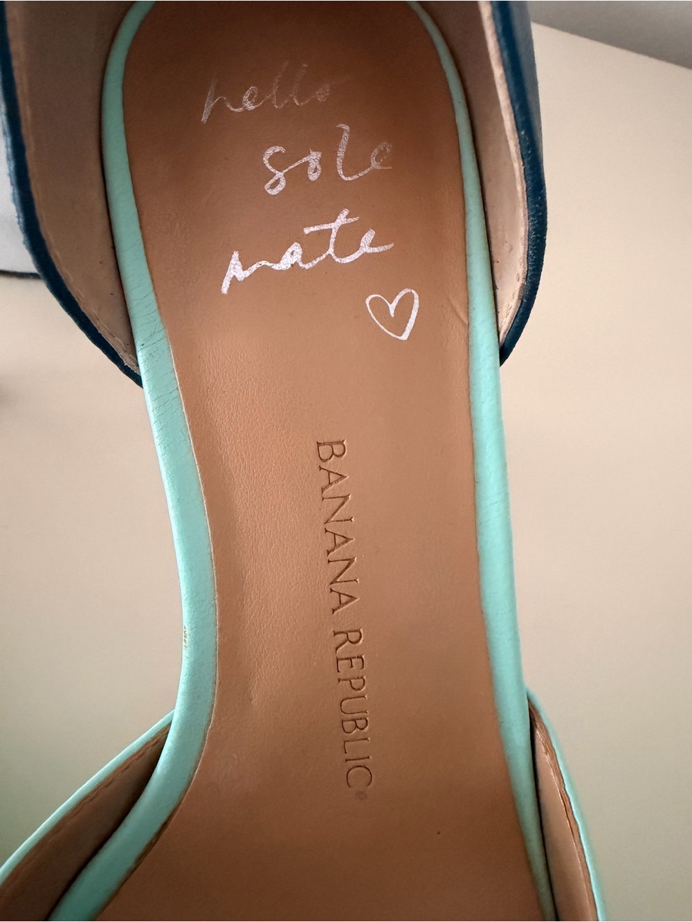 Banana Republic Mint Pointed-Toe D’Orsay Pumps with Navy Heel - Picture 3 of 5